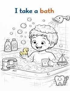 Hygiene & Self-Care Coloring Pages | K–1